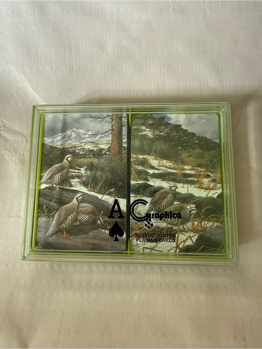Hallmark Graphica Lime Green Plastic Bridge Playing Card Box 2 decks  #3